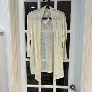 LOFT Cream Open-Front Cardigan